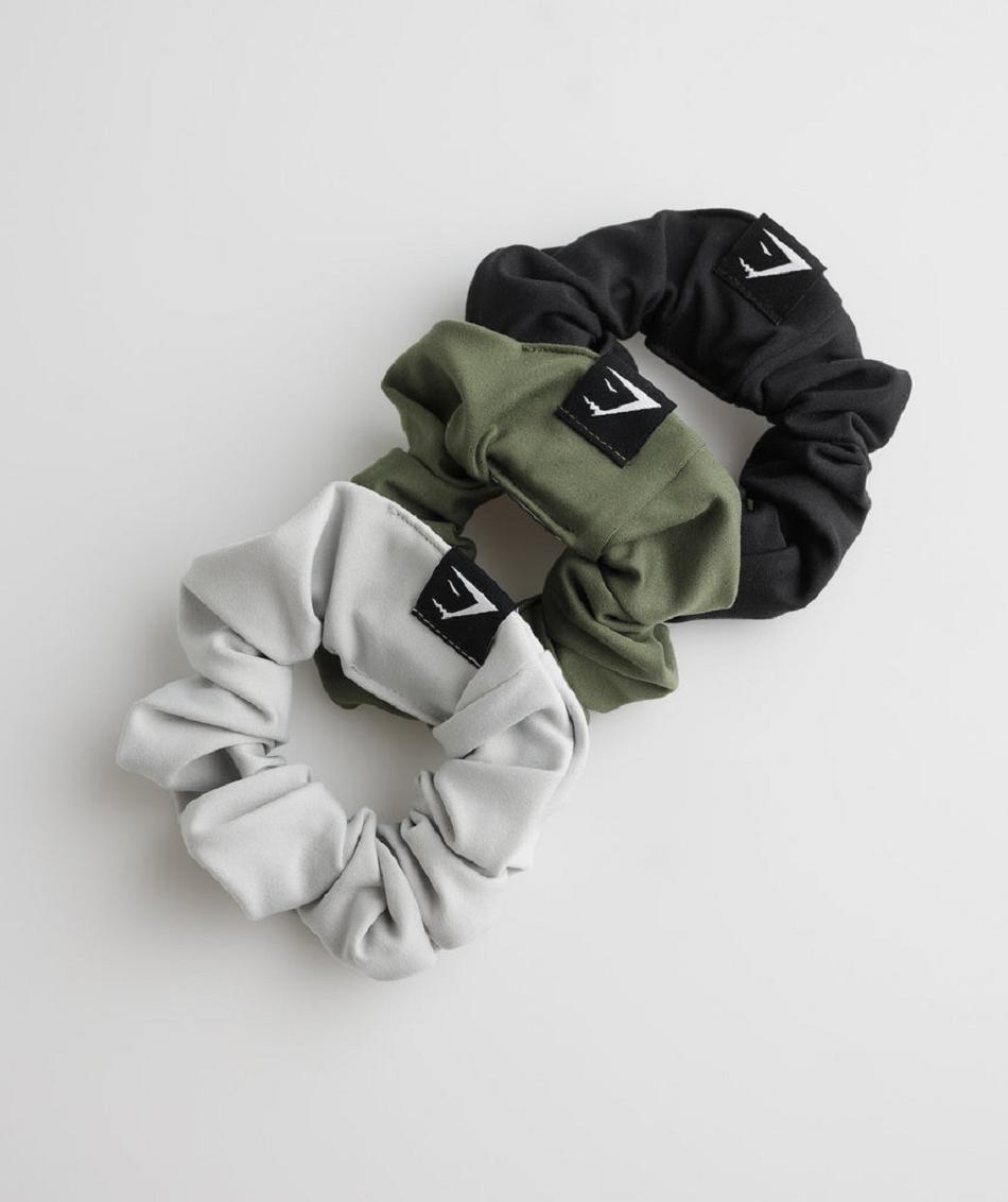 Equipo Gymshark Scrunchies 3Pk Mujer Negras Verde Oliva Gris Claro | CO 2981FDN